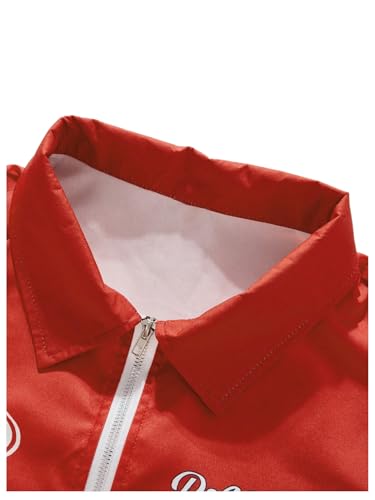 SOLY HUX Men's 2 Piece Outfits Letter Graphic Color Block Zip Up Short Sleeve Collared Shirt and Shorts Set Streetwear3