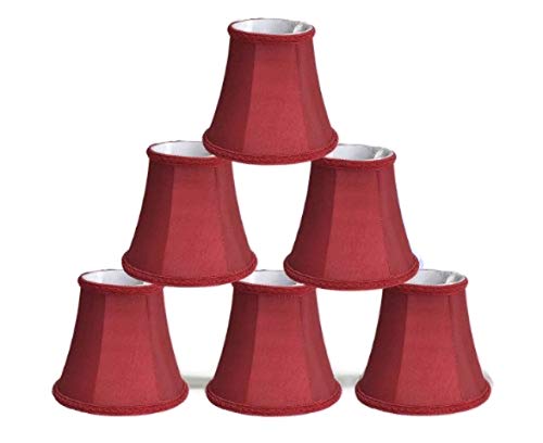 Urbanest Set of 6 Chandelier Mini Lamp Shade 5-inch, Bell, Clip On, Burgundy