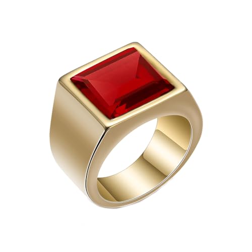 10K 14K 18K Solid Gold Ruby Ring for Men Real Gold Customized 2-10 Carat Men's Red Ruby Gemstone Wedding Band Ring Engagement Ring Jewelry Gift for Husband Dad Fathers Day Anniversary