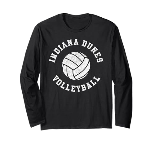 Indiana Dunes Volleyball Retro Distressed Team VB Graphic Long Sleeve T-Shirt