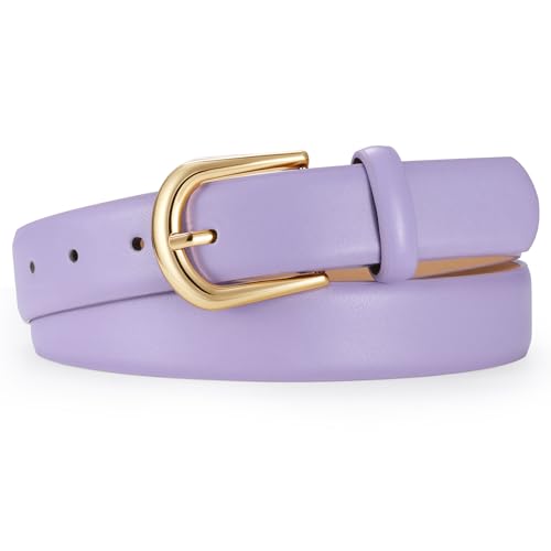 JASGOOD Purple Belt Women Belts for Jean Pants with Gold Buckle Fashion Ladies Waist Belt Trend Belts