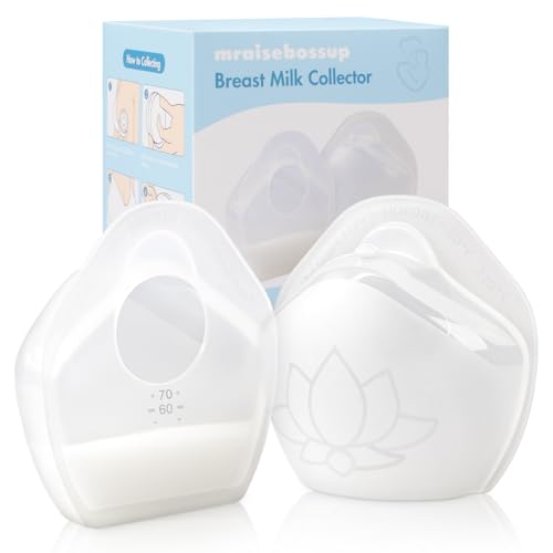 mraisebossup Breast Milk Collector, 2 Piece Wearable Breast Shells Milk Collector, Food Grade Silicone Milk Collectors For Breastfeeding, Collect Spilled Breastmilk Anywhere, Hands-Free Milk Collector