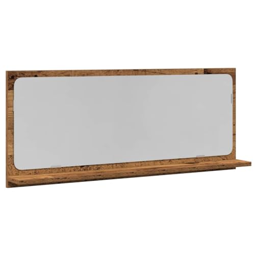 Jkghdrt Miroir de salle de bain avec étagère en bois recyclé 90 x 10,5 x 37 cm en matériau dérivé du bois, miroir mural moderne avec étagère intégrée...