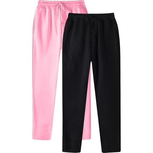 Generisch Pantalones de chándal holgados para hombre, paquete de 2 unidades, pierna ancha, pantalones de chándal anchos para hombre, algodón, cálido, cintura elástica, pantalones largos, pantalones de