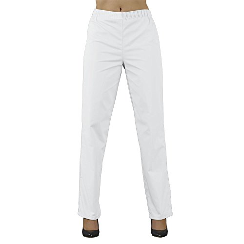 Hurry Jump Label Blouse Pantalon médical Mixte Taille élastique Piqué Aspect cotelé moderneCouleurs Blanc Taille elastiquée Lavage Machine 90 degrés ou Industriel T1-38/40