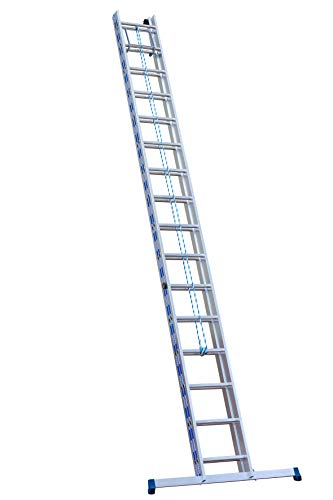 Échelle Coulissante à Corde 2 Plans, 2 x 18 Barreaux, 9.40m Hauteur d'Accès
