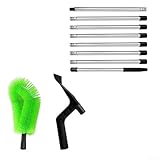Limpiador de canalones telescópico con cepillo y pala de hojas, barra de 8 piezas para alcanzar canalones altos y para una limpieza eficiente de los depósitos, construcción duradera