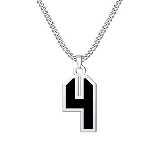 [Moniall] CaJoYo Black Number 4 Necklace for Women Athletes Jersey Number Necklace Sports Basketball Baseball Football Soccer Ch