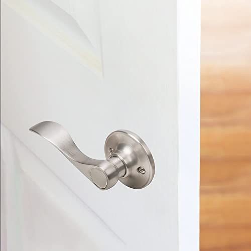 Image of Design House Springdale One-Sided Non-Turning Dummy Door Lever, Satin Nickel, Decorative Interior Door Handle for Closet, Pantry, and French Doors, Reversible Surface Mount Hardware, 700609 | Surface, Transitional, Brass, Hardware, 700609