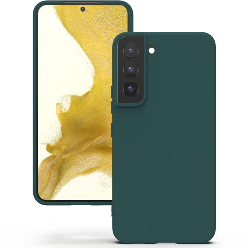 YATWIN Silicone Case for Samsung Galaxy S22 Plus Soft-Touch Shockproof Slim Durable Phone Cover - Dark Green
