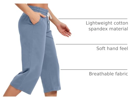Image of SPECIALMAGIC Women Capri Pants Cotton Yoga Wide Leg Pajama Pants Capris Sweatpants Sports