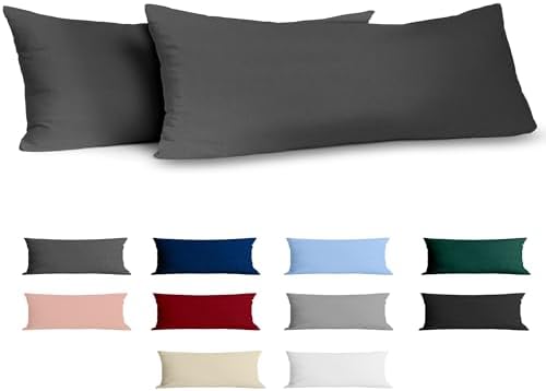 Kissenbezug 80x80 Baumwolle Renforcé (2er-Set) - Anthrazit - Dicht gewebt mit 57 Fäden/cm² - Kissenbezug 80x80 cm - Oeko Tex Zertifiziert - Dreamzie