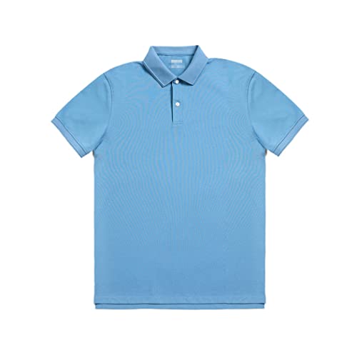 Polo d'été en coton homme bleu citron coupe droite XL
