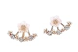 Daisy Flower front and Back Two-Sided Stud Earrings Korean - One Pair (Rose Gold)