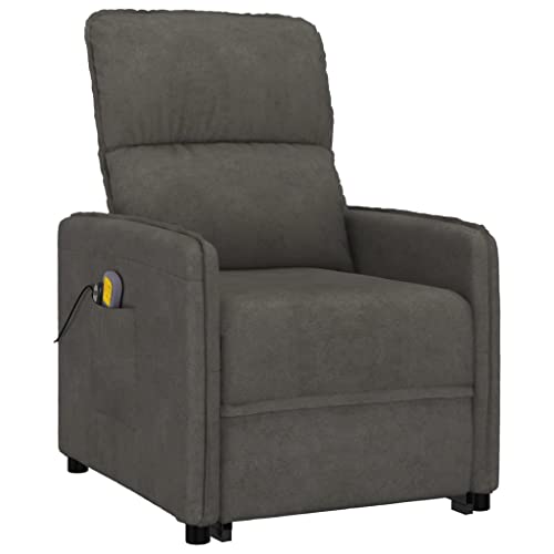 Preisvergleich Produktbild vidaXL Massagesessel, Elektrischer Sessel mit Aufstehhilfe, Relaxsessel mit Liegefunktion Vibrationsfunktion, Fernsehsessel Verstellbar, Dunkelgrau Mikrofasergewebe