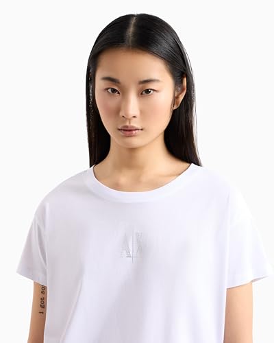 Armani Exchange Icon Project, Shiny Logo T-Shirt, Bianco, M Donna - 2