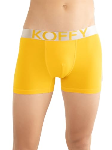 Image of KOFFY Men's Malleable Cotton Lycra Long Trunk with Minus Cutting Pouch and Moisture Wicking Properties