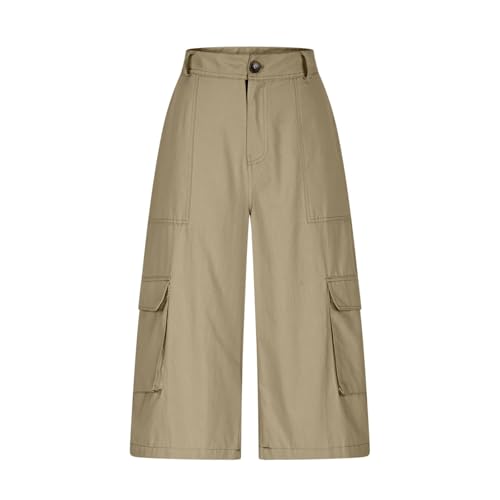 Cargo Pants Women Wide Leg Button Down 3/4 Length Summer Outfits Casual Fashion Breathable Quick Dry Camping Clothes4