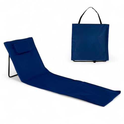 Pincho Esterilla de Playa Plegable con Respaldo Ajustable – Tumbona Portátil Ligera para Camping, Jardín y Piscina – Alfombra de Playa con Respaldo Ergonómico y Fácil Transporte (Marino X 1 CRF)