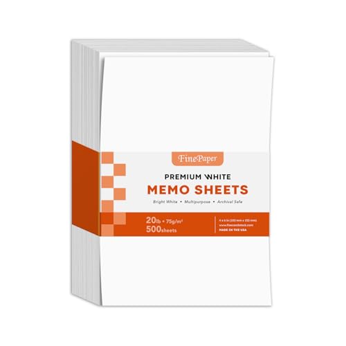 White Memo Sheets, 20lb Paper, 500 Sheets Per Pack (4 x...