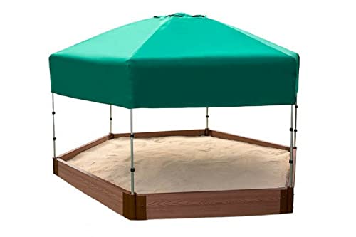 Frame It All Tool-Free Classic Sienna 7ft. x 8ft. x 5.5 in. Composite Hexagon Sandbox Kit with Telescoping Canopy/Cover - 2