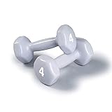 Dumbbells Hand Weights Set of 2 - 4 lb Vinyl Coated Exercise & Fitness Dumbbell for Home Gym...