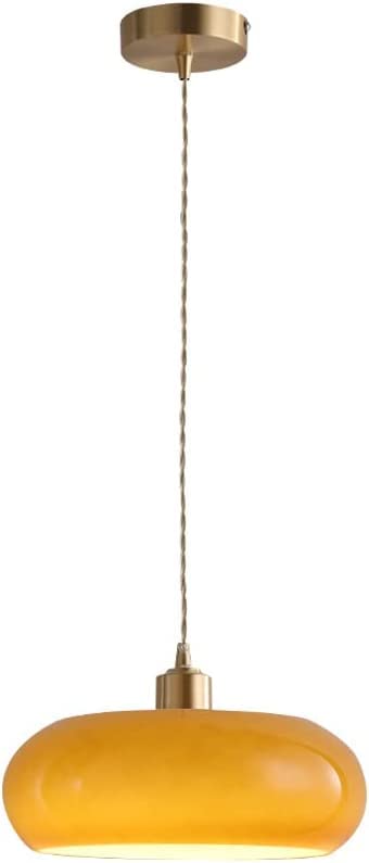 SIYANE Nordic Mid Century Pendant Light Orange Glass Hanging Light Vintage Drum Pendant Chandeliers Light Coastal White Ceiling Pendant Light for Bedroom Kitchen Island Restaurant Coffee Shop Porch