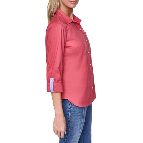 Image of Nautica Women's Button Front Long Sleeve Roll Tab Shirt