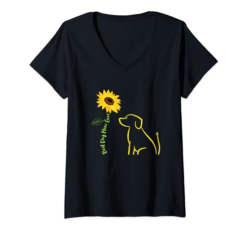 Best Dog Mom Ever Tournesol Chien Maman Amoureux des chiens T-Shirt avec Col en V