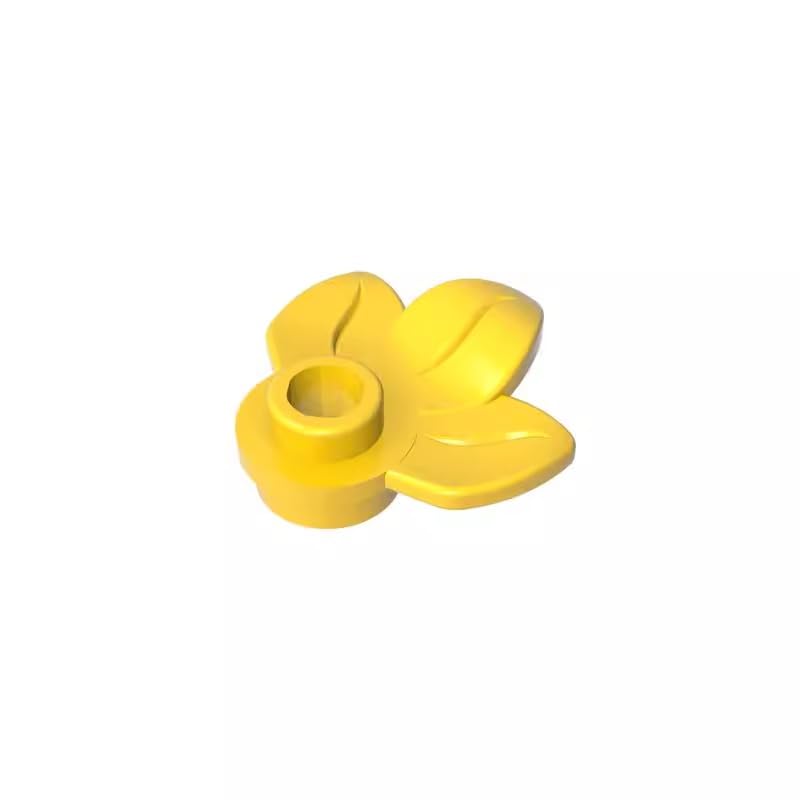 32607 Ornaments Plant, Plate 1x1 Round with 3 Leaves 50 Pieces GDS-1576 Compatible with Lego Building Blocks Color:Yellow โ image 1
