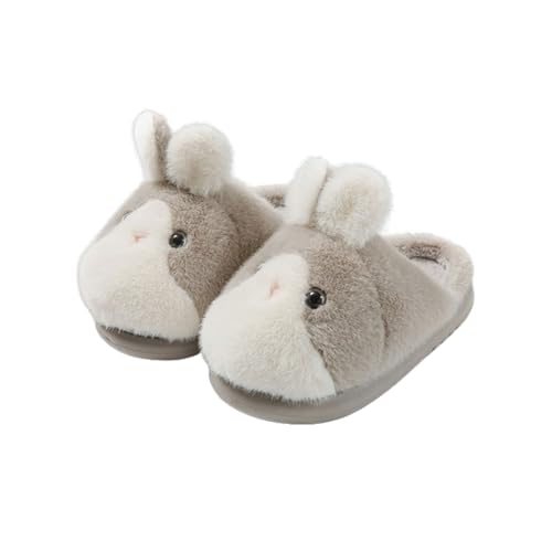 SLOKFV5 Zapatillas Pantuflas de conejo for mujer, bonitas, de peluche, de algodón, cómodas, for interiores y exteriores Casa(Grey,4 EU)