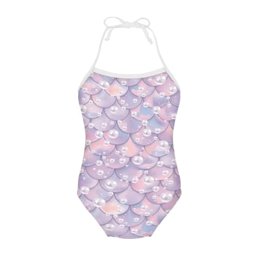 Image of One Piece Swimsuit for Girls Beach Bathing Suit Halter Straps Sports Swimwear for 1-10 Year Toddler Kids