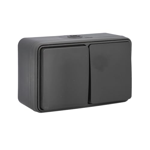 UNITEC Kombination Aus- / Wechsel-Schalter und Steckdose AP/FR Aqua, IP54, Aufputz, feuchtraumtauglich, für Innen- & Außenbereich anthrazit, 1 Stück