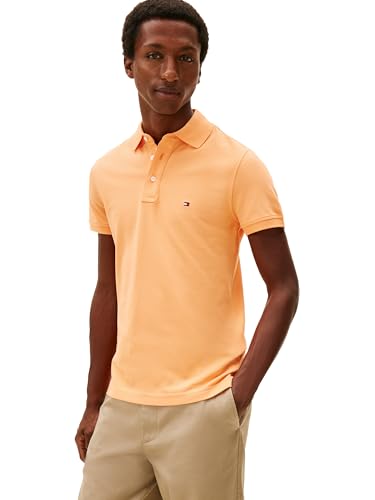 Image of Tommy Hilfiger Men's Short Sleeve Polo Shirts in Slim Fit with Stretch and Organic Pique Cotton