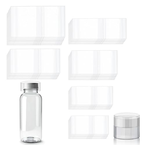 Tanstic 900Pcs PVC Clear Perforated Shrink Band for Jars, 6 Sizes Heat Shrink Wrap Bands Shrink Seal Bands for Bottles Jars Seal (150Pcs of Each Size)