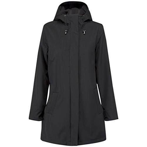 Ilse Jacobsen Damen Parka/cool und praktisch | Outdoor Regen Jacke mit Kapuze |wasserdicht, Winddicht, atmungsaktiv | Material: Softshell Polyester | RAIN50 Schwarz 44