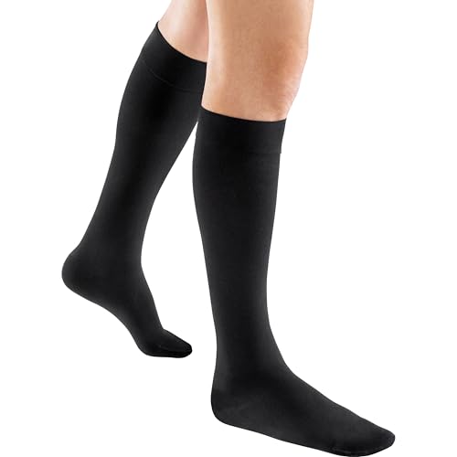 Image of JOBST ACTIVA Opaque 15-20 mmHg Compression Socks for Women and Men, Knee High, Closed Toe, Black, X-Large