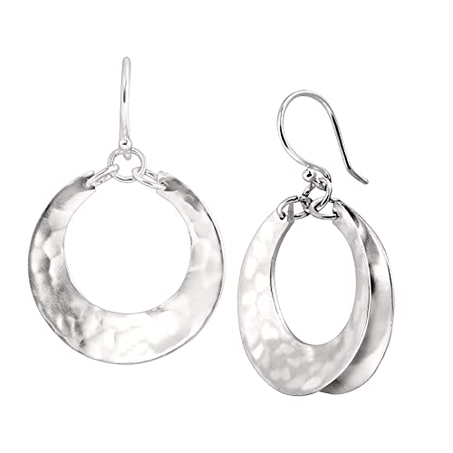 Silpada 'Broad Hoop' Drop Earrings in Hammered Sterling Silver