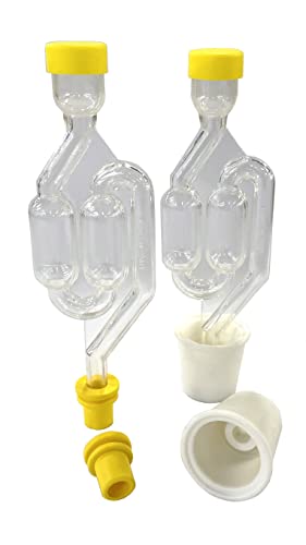 North Mountain Supply Italian Twin Bubble Fermentation Airlock with Grommet and Universal Carboy Bung â€“ 2 Pack for Home Brewing and Wine Making