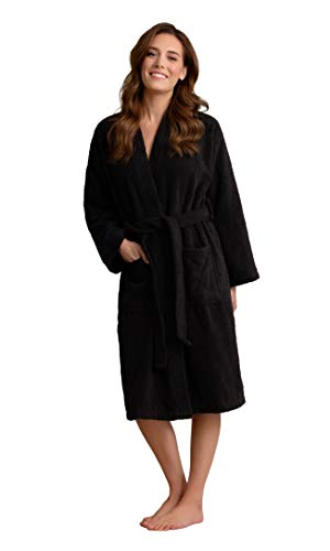 Image of Women's Turkish Terry Kimono Style Bathrobe - 100% Cotton Robe for Women - Comfortable & Absorbent - Soft & Cozy Wear