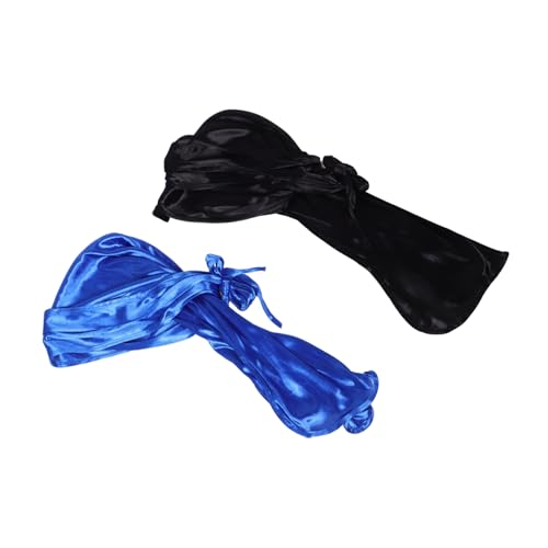 KOMBIUDA 2pcs Elastic Durags with Long Tails Wide Straps for Outdoor Sports Cycling Casual Wear Soft Breathable Comfortable Beanie Caps