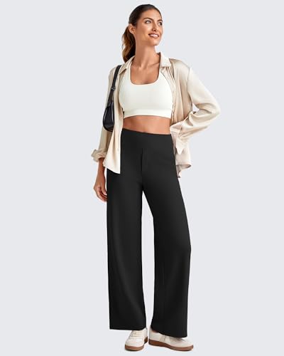 Image of G4Free EverGoing Wide Leg Ankle Pants for Women 7 /8 Length Yoga Dress Pants High Waist Stretch with Pockets Casual Work