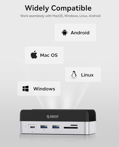 MiniDock 10Gbps e Supporto per Mac Mini M4, con Capacità di Archiviazione di 1TB, fino a 1000MB/s, 9 Porte con USB A/C 3.2, HDMI 4K, RJ45, PD 100W, SD/TF 3.0, 2 USB 3.0 - Hub USB - Immagine 8