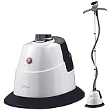 SALAV® GS06-DJA Standing Steamer with Garment Hanger, 1.3L Water Tank for 1 Hour Continuous Steaming, Heats in 45 Seconds, Double-Insulated Steam Hose (Black)