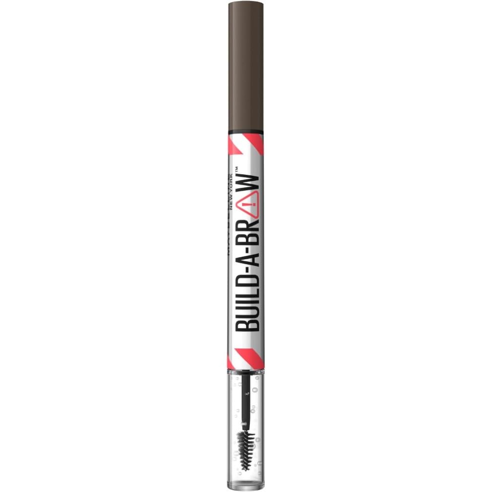 New York, Build A Brow: 2 in 1 Brow Pen + Sealing Gel, Real-looking, Fuller Brows, Waterproof, Sweat- & Smudge-resistant, 24H Wear, Vegan Formula, Shade 262: Black Brown