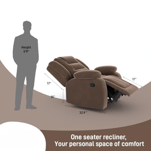 Image of Amazon Brand - Solimo Fraklin | Single Seater Sofa Recliner | Manual Recliner (Velvet Brown)