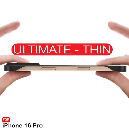 TheGiftKart Hybrid Ultimate Slim Back Case Cover for iPhone 16 Pro | Lightweight Profile | Frosted Matte Translucent Hard Back Case Cover for iPhone 16 Pro (PC & TPU, MagSafe Compatible, Black Sides) 4 31JLKdBzTXL