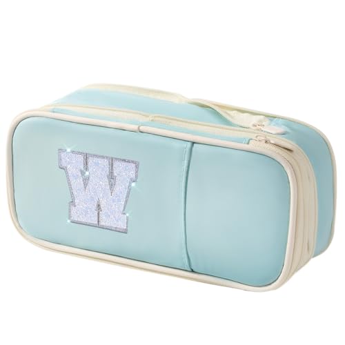Image of Janhavi Initial Large Capacity Premium Oxford Cute Aesthetic Pencil Case Pouch Bag Special School Supplies Colored Stationery Organizer Gifts for Girls, Women, Adults