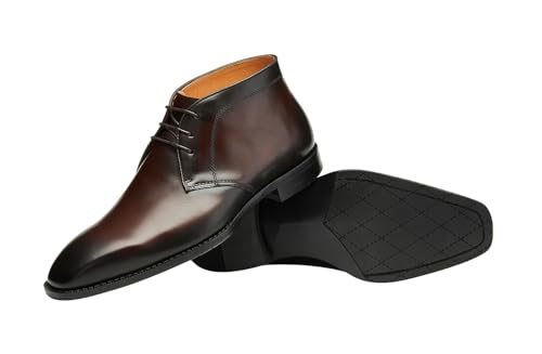 Image of Santimon Men's Chukka Boots Leather Lace Up Classic Ankle Boots Business Casual Desert Boot