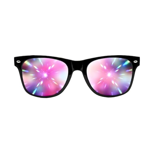 GloFX Ultimate Diffraction Glasses - Black - 3D Prism Effect EDM Rainbow,Black,